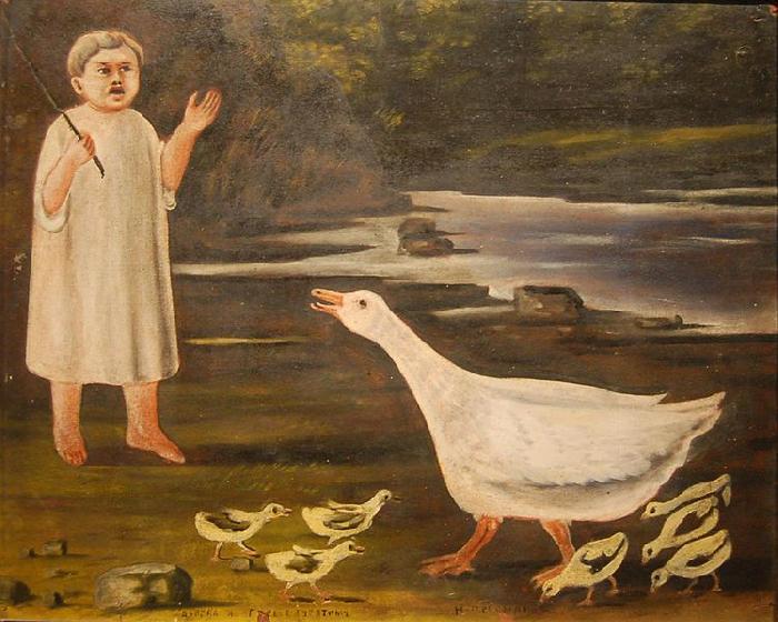 Niko Pirosmanashvili A girl and a goose with goslings Germany oil painting art